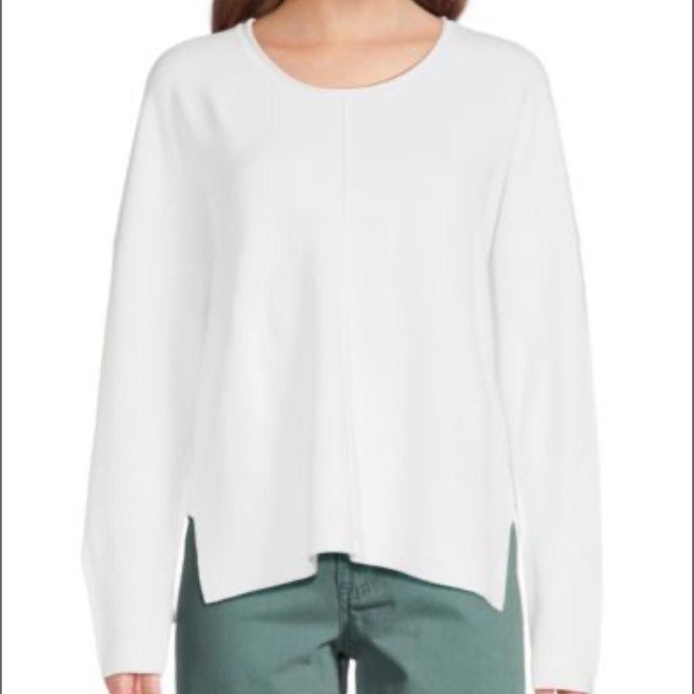 French Connection Luxe Coastal White Sweater Women Small Quiet Luxury Minimalist